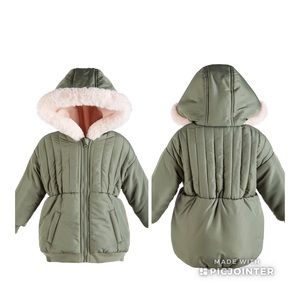 Baby girl plush trim parka, 3-6 months